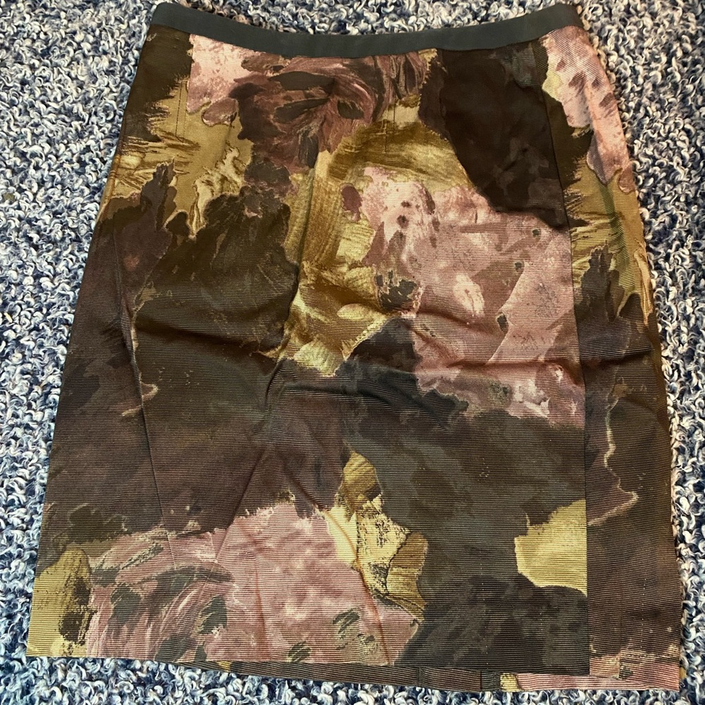 LOFT Multicolor Abstract Pencil Skirt